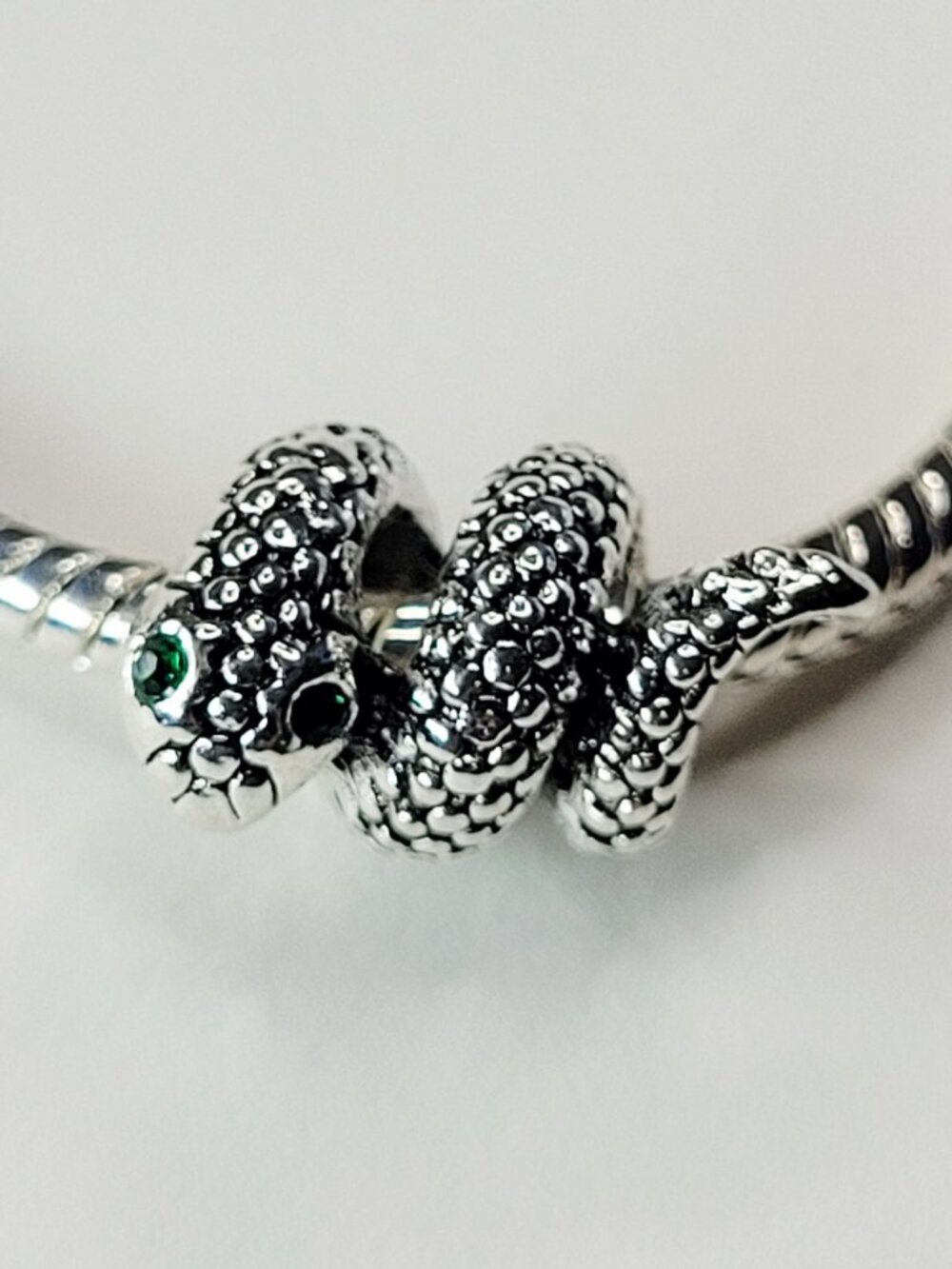 New! For Pandora Troll Charm Bracelet AMAZING Wrap Around Green Eyed Snake Charm - Picture 2 of 3